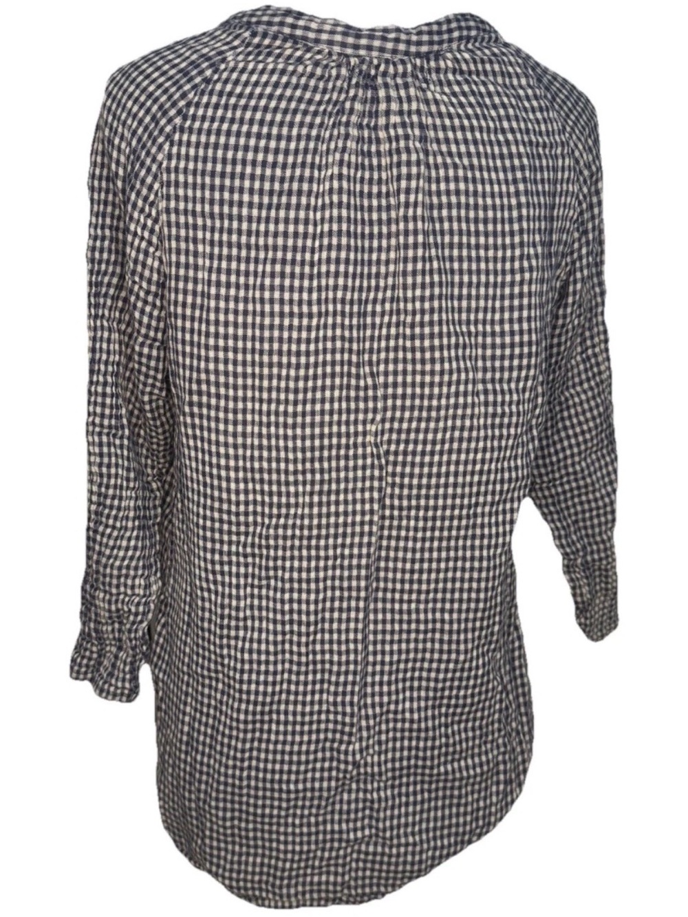 Velvet Graham & Spencer Blue Gingham Cotton Ruffle Neck Blouse S - Picture 2 of 6